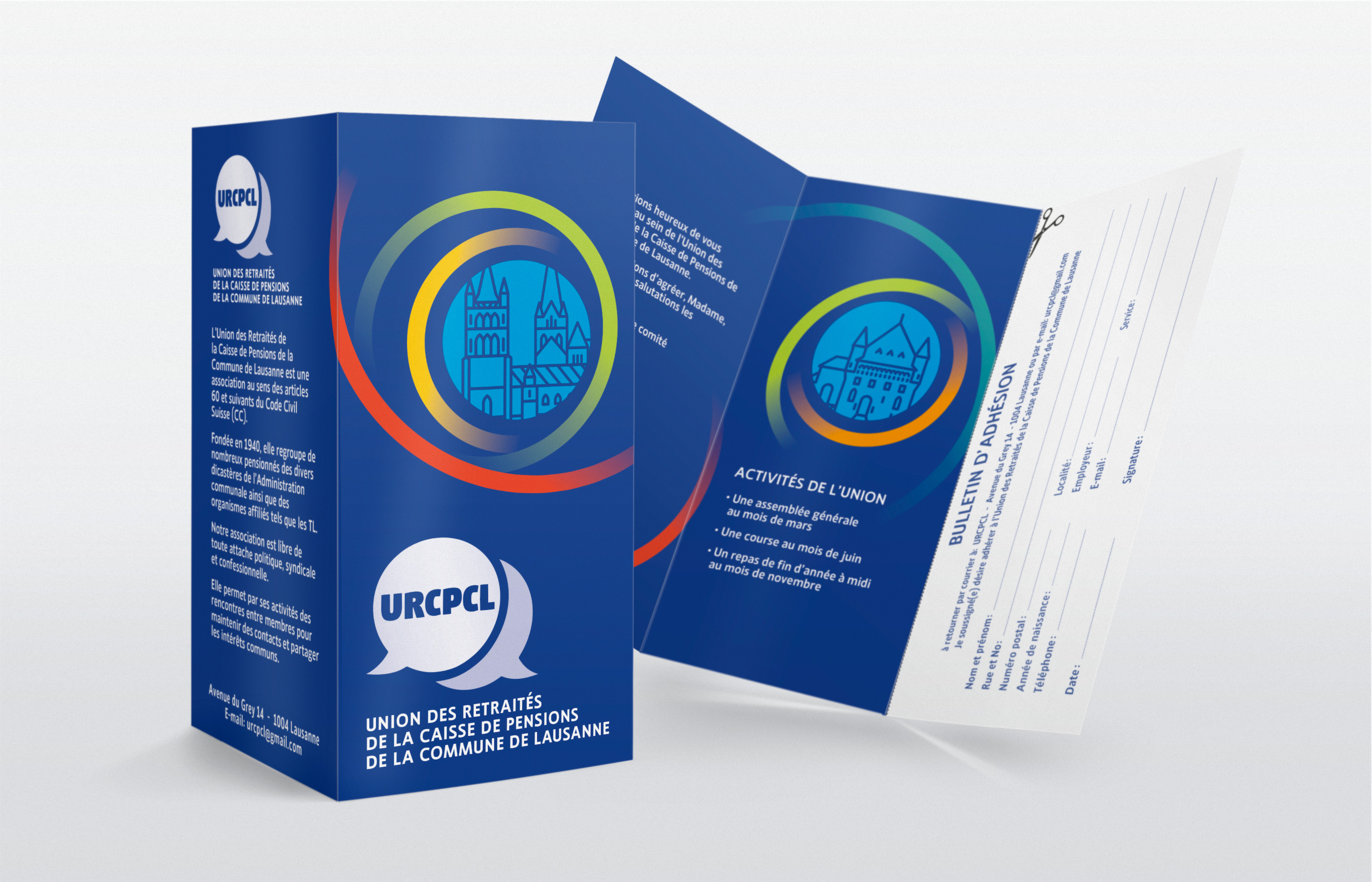 02 Logo, graphisme et site internet pour L'Union des Retraités de la Caisse de Pensions de la
Commune de Lausanne